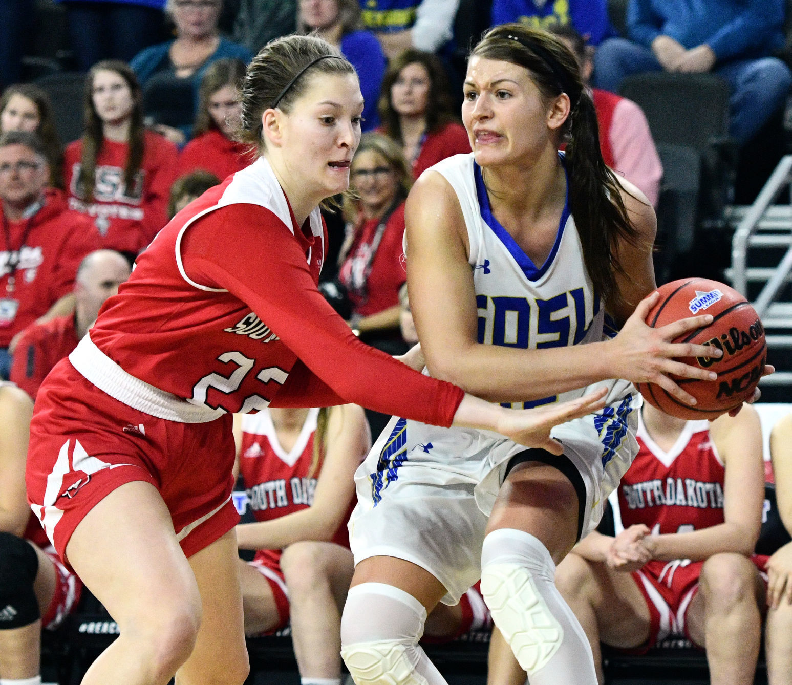 USD vs SDSU women's Summit League basketball